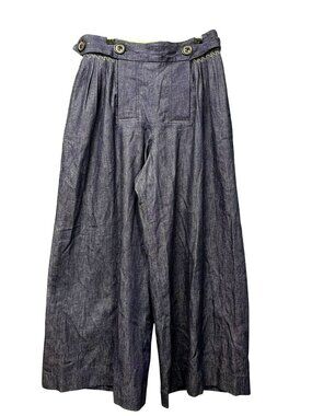 Maison Margiela $3410 Chambray Jean Wide Leg Pants Size 40 Small NEW